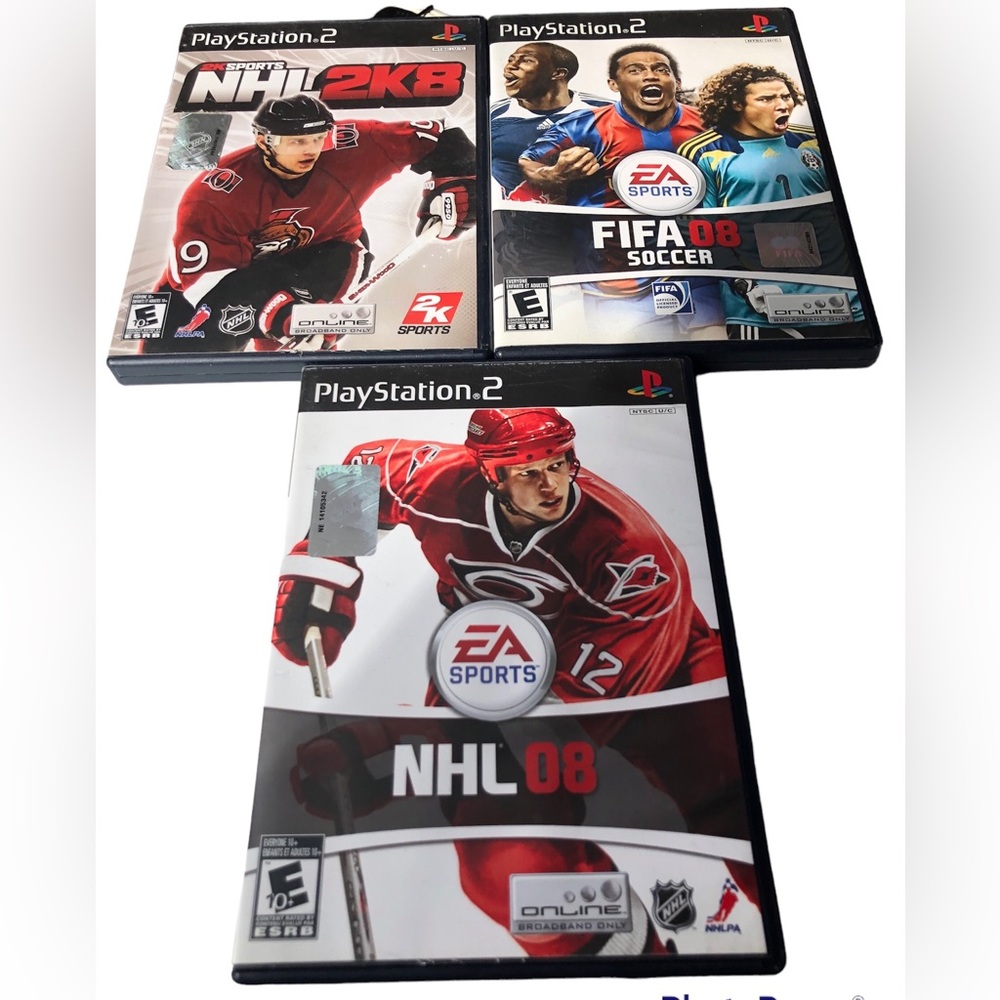 Play Station 2 Games FIFA 08, NHL 2K8, NHL 08 , Tested